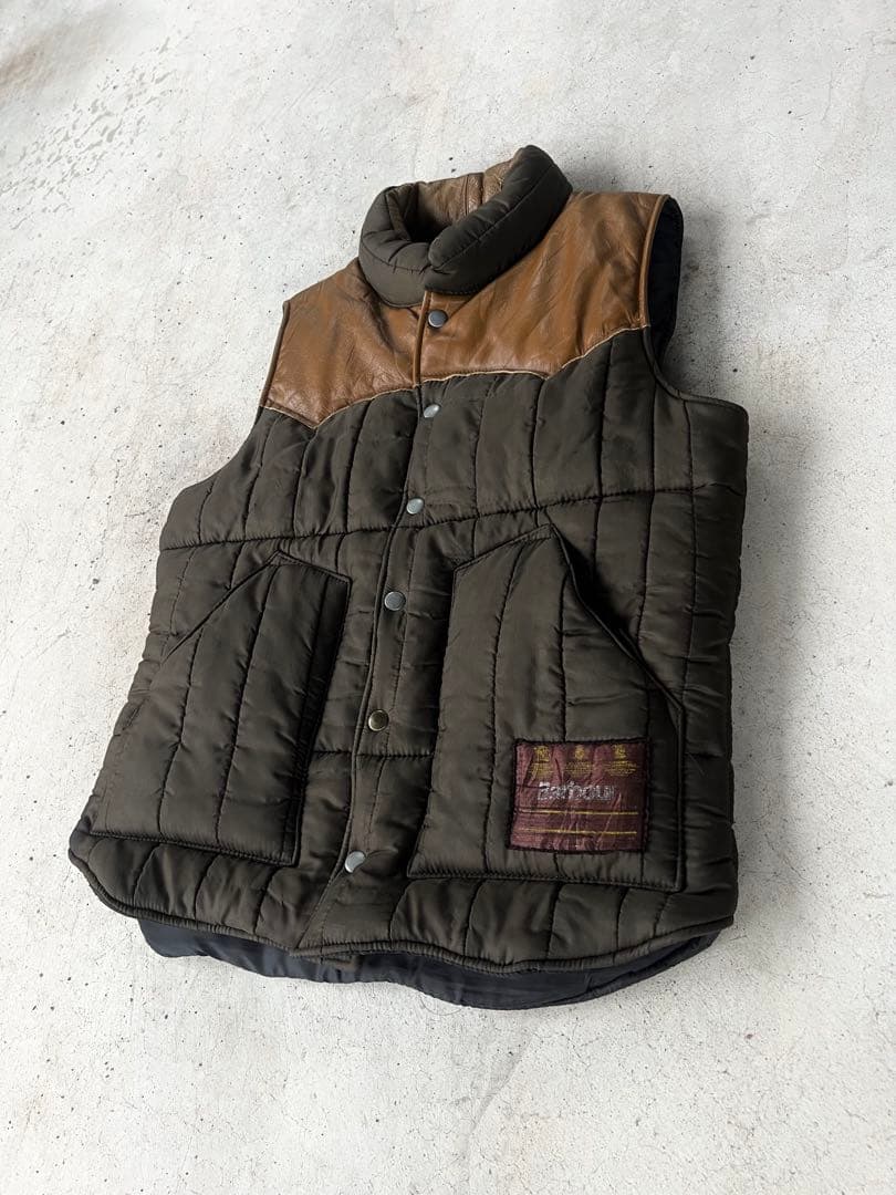 1998年製 Barbour MADE FOR U.K レザー切替ダウンベスト