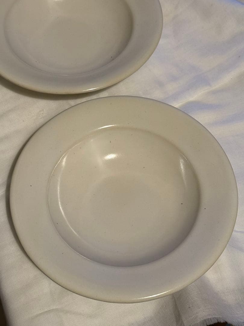 Awabi ware リムスープ皿Ｓ 白磁色　2枚セット