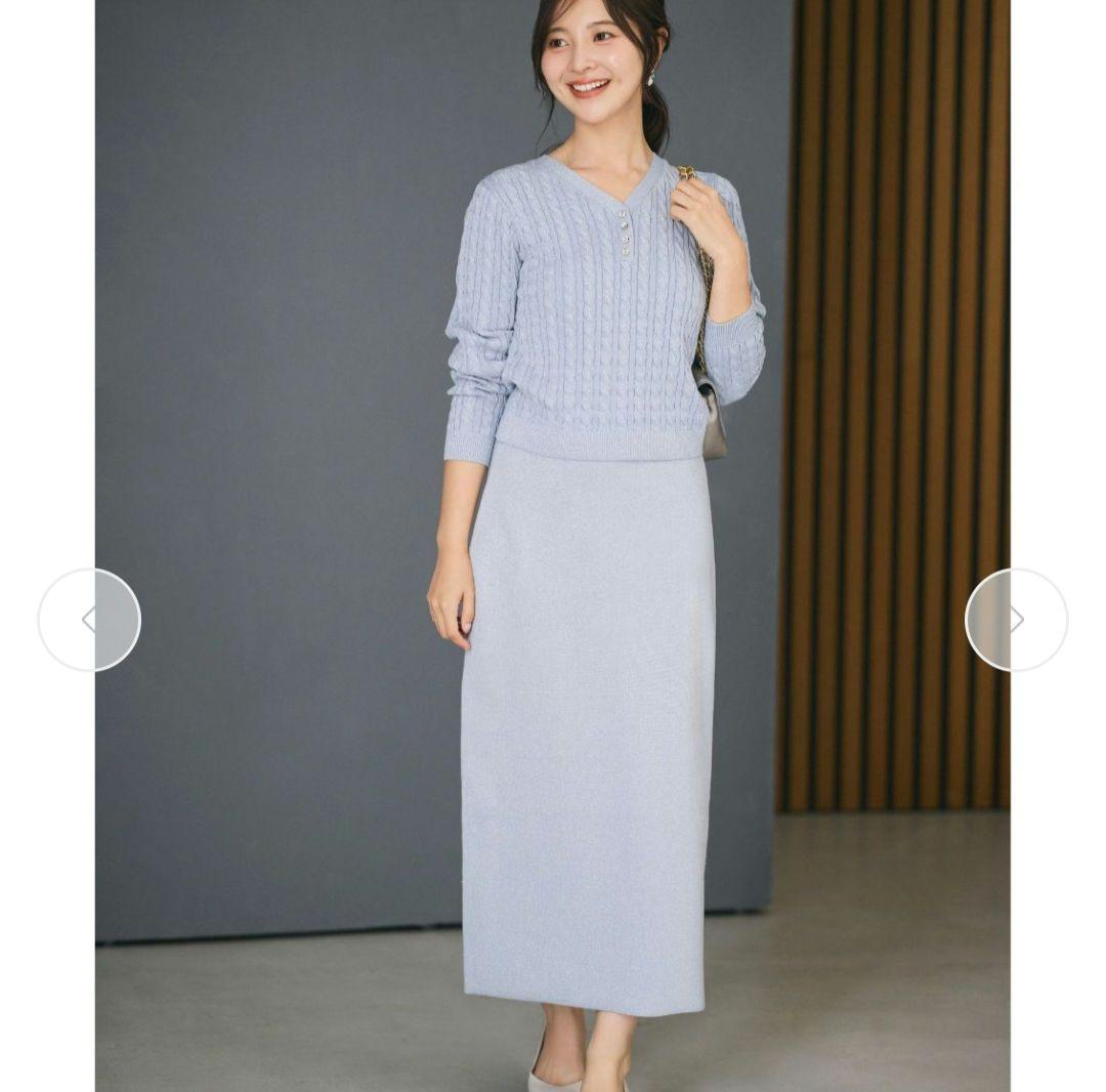 stola. ミニケーブルプルオーバー+ストレートスカート ニットアップ　完売品