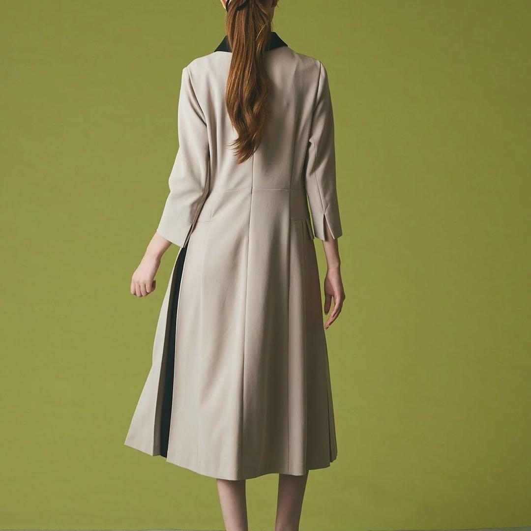 グレースコンチネンタル クレリックバイカラーワンピース ベージュ 36