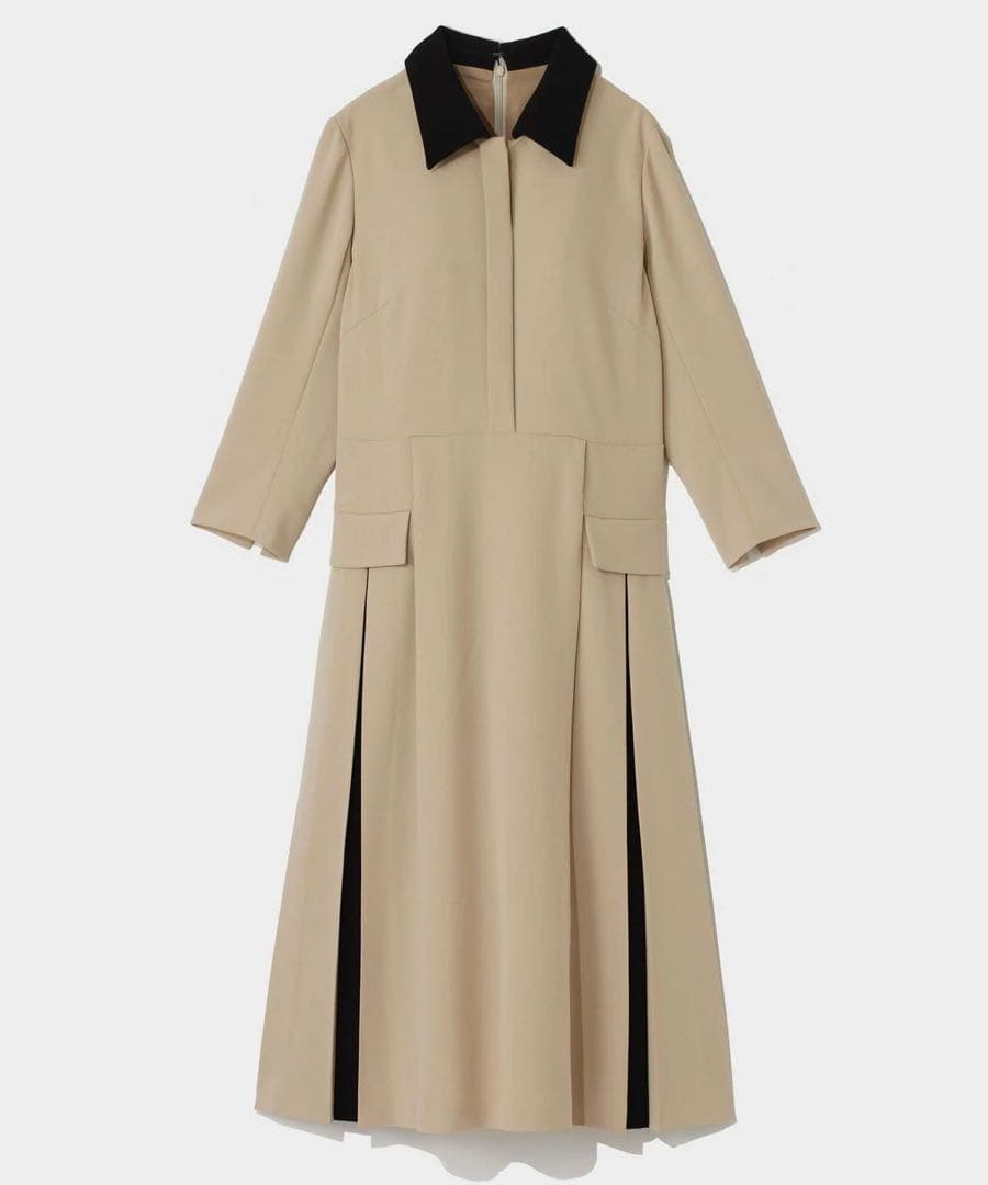 グレースコンチネンタル クレリックバイカラーワンピース ベージュ 36