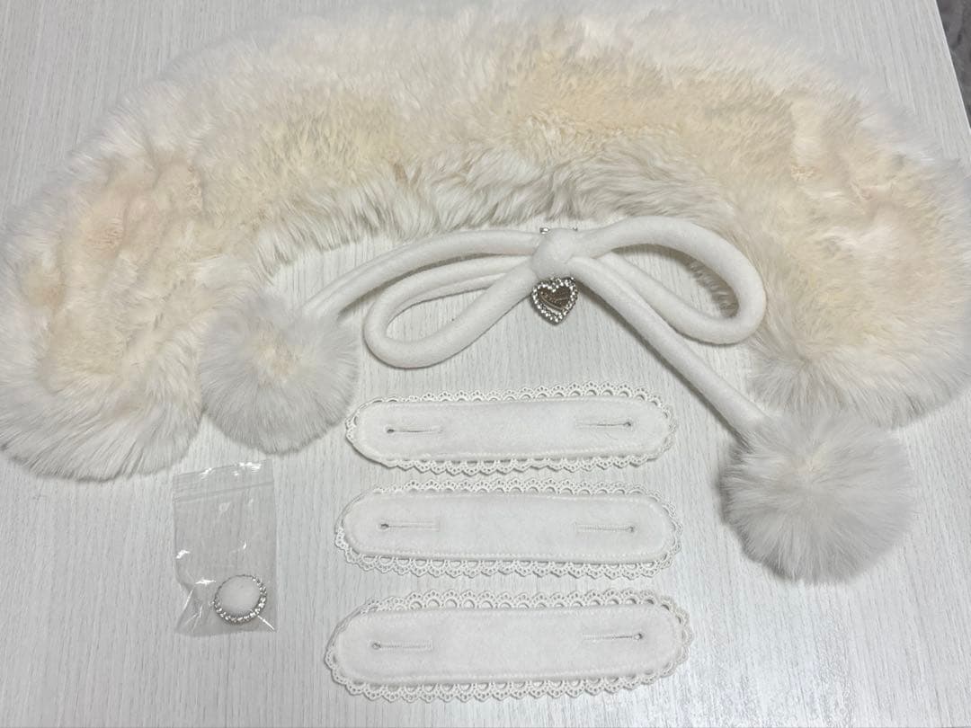 LIZ LISA シャギーツインリボンポンチョ ホワイト タグ付き