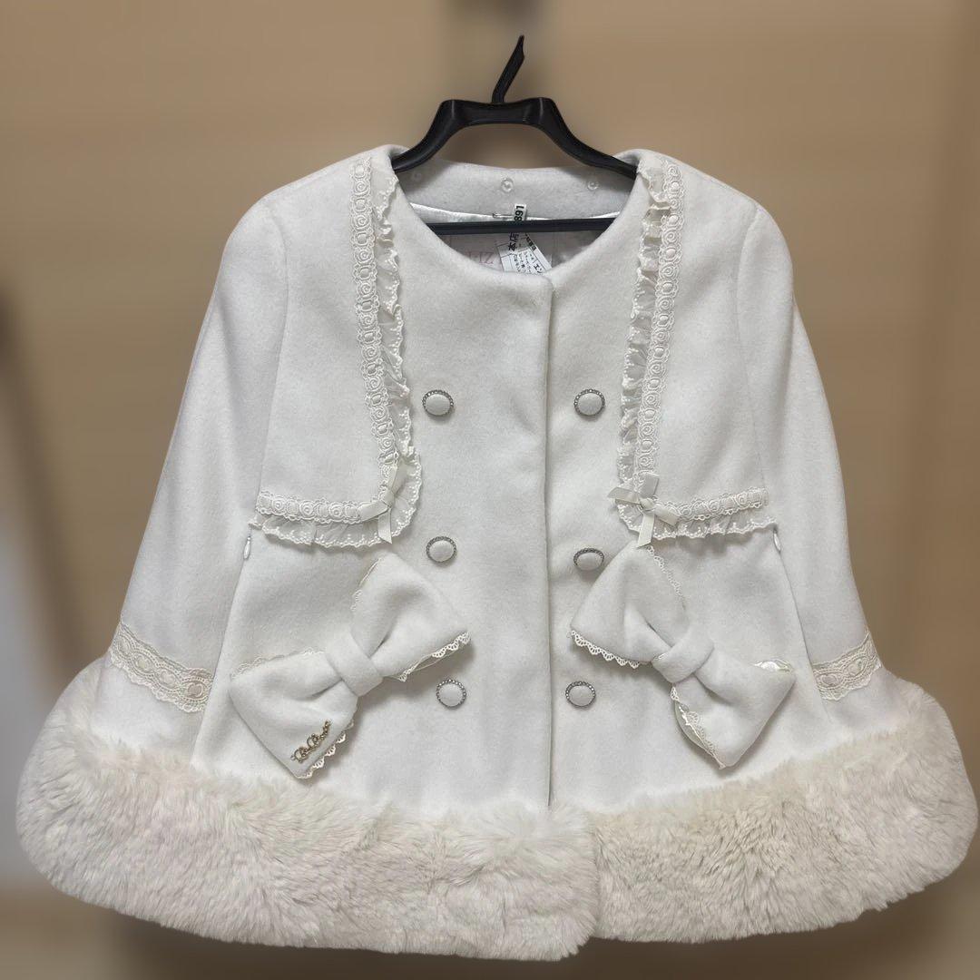 LIZ LISA シャギーツインリボンポンチョ ホワイト タグ付き