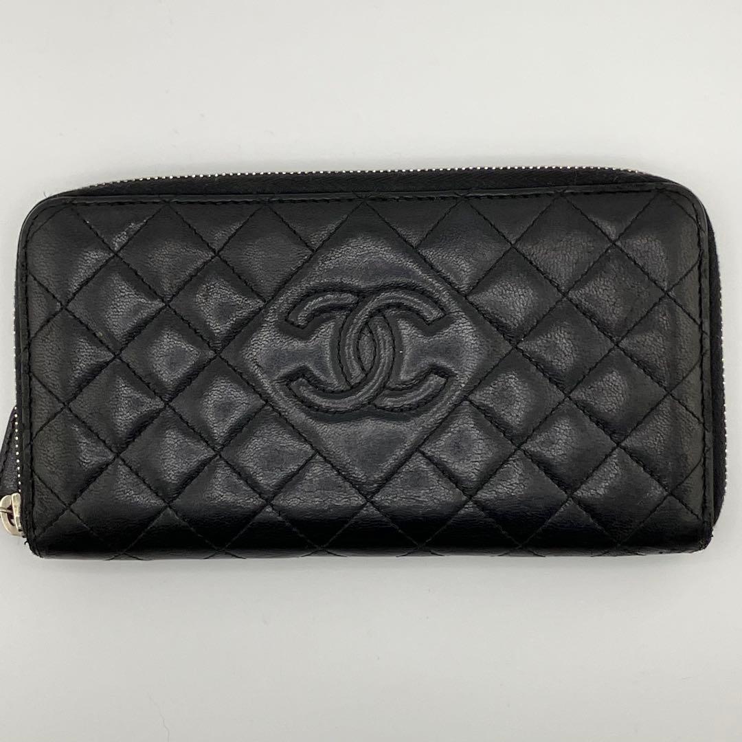 超希少✨美品✨シャネル ジッピーウォレット ココマーク 型押し マトラッセ 黒