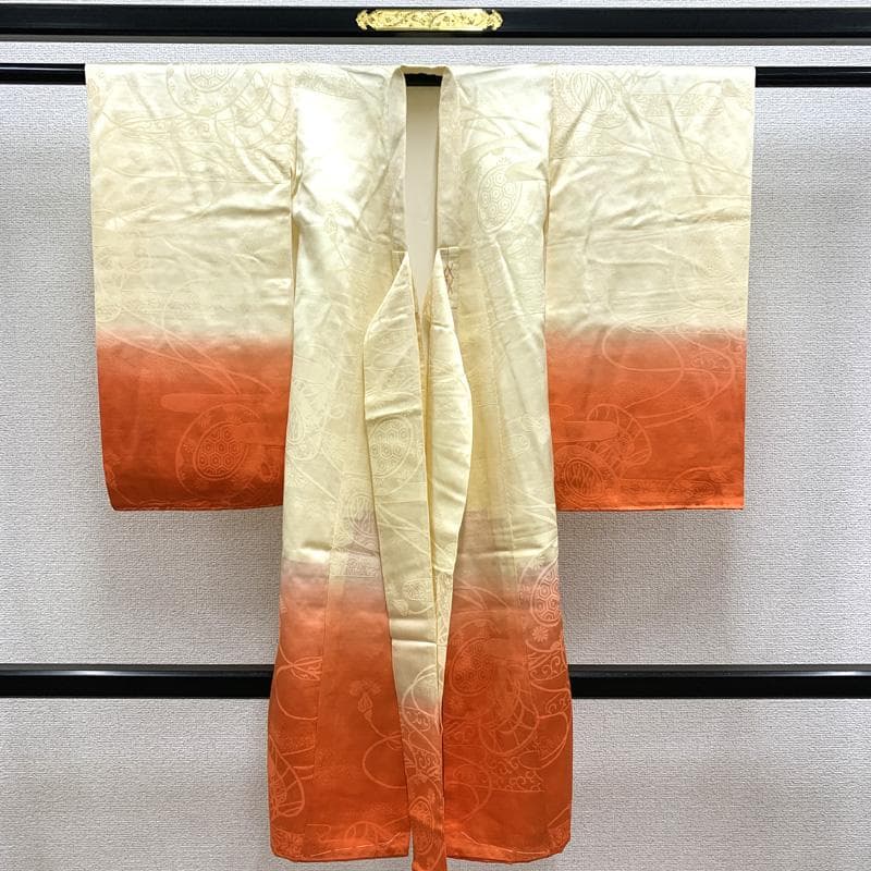 506ax25□お宮参り 女児 祝い着 着物 七五三にも 色無地 地紋□美品