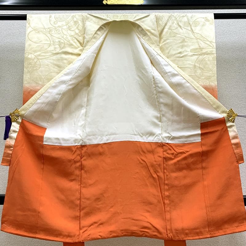 506ax25□お宮参り 女児 祝い着 着物 七五三にも 色無地 地紋□美品