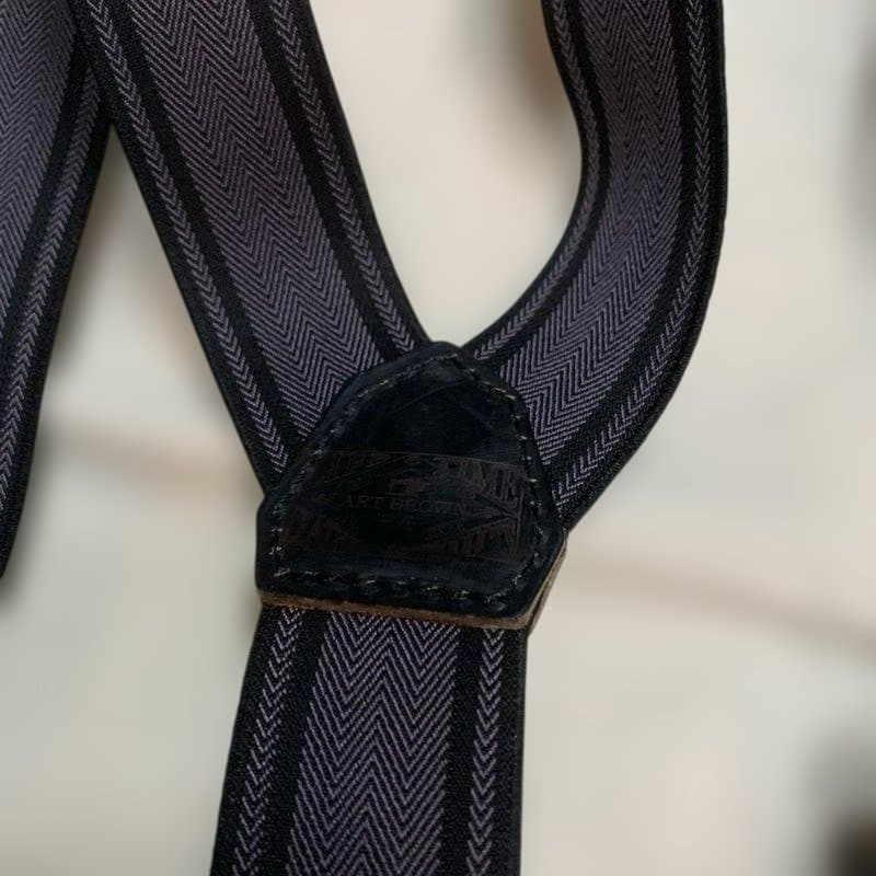 アートブラウン社　クロムエクセルレザー使用　ヘリンボーン黒　サスペンダー