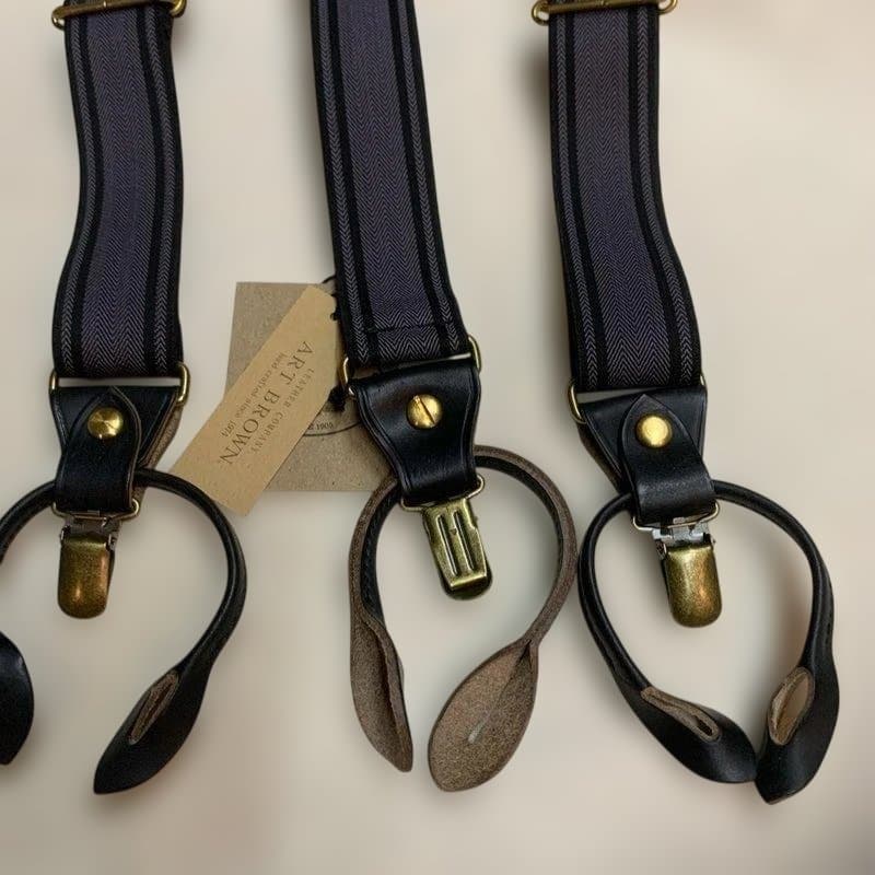アートブラウン社　クロムエクセルレザー使用　ヘリンボーン黒　サスペンダー