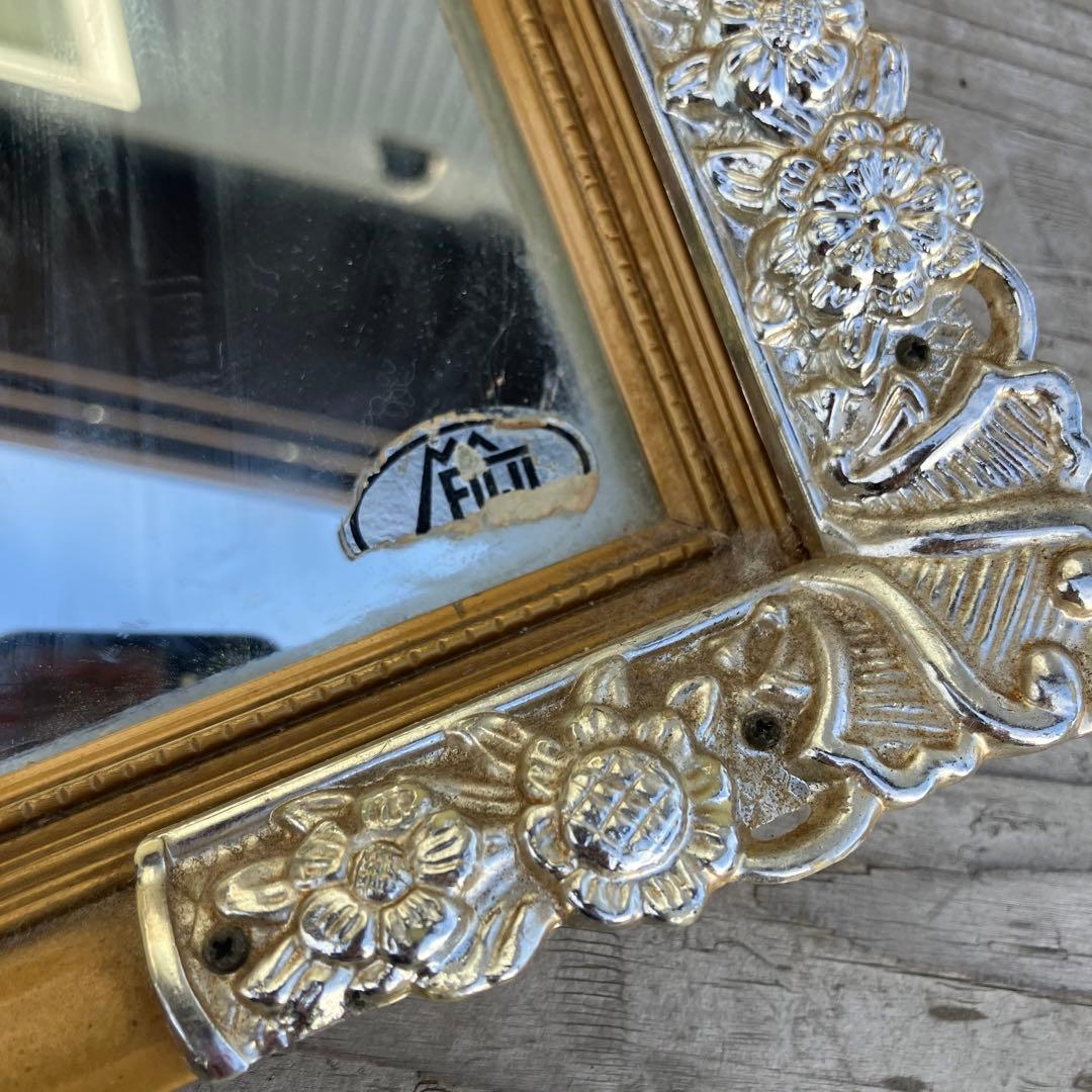 北欧レトロ 富士 花柄装飾 象嵌木製フレーム 大型ミラー 姿見 壁掛けミラー