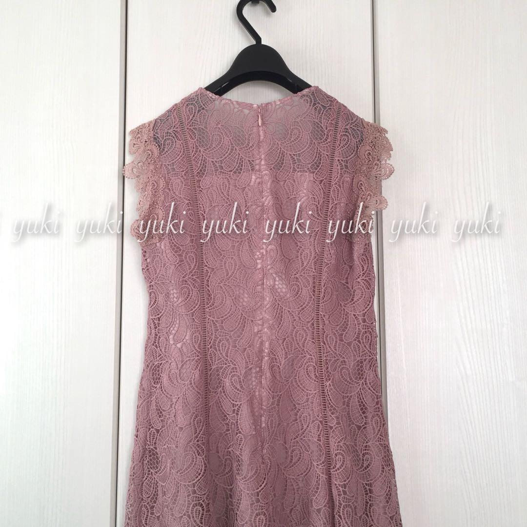 ANAYI リーフボーダーレース フレアワンピース