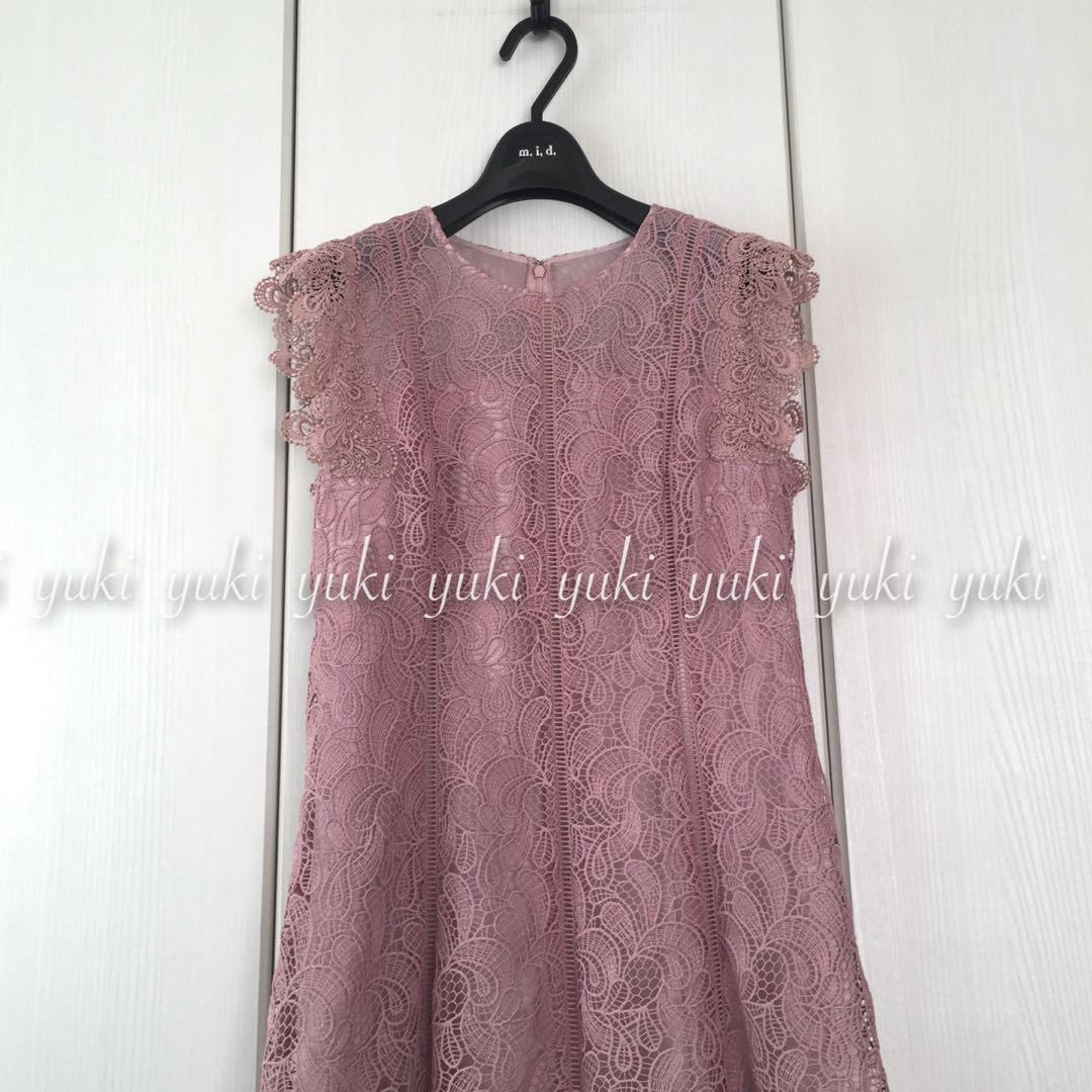 ANAYI リーフボーダーレース フレアワンピース