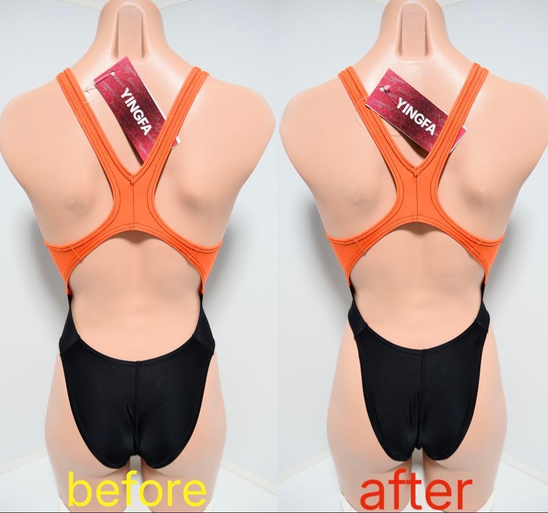 スポーツ用水着 Mサイズ 黒/青/オレンジ カットアウトデザイン