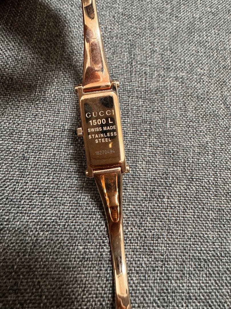 グッチ　 腕時計　バングル　1500L 1Pダイヤ　GG シェル　ピンクゴールド