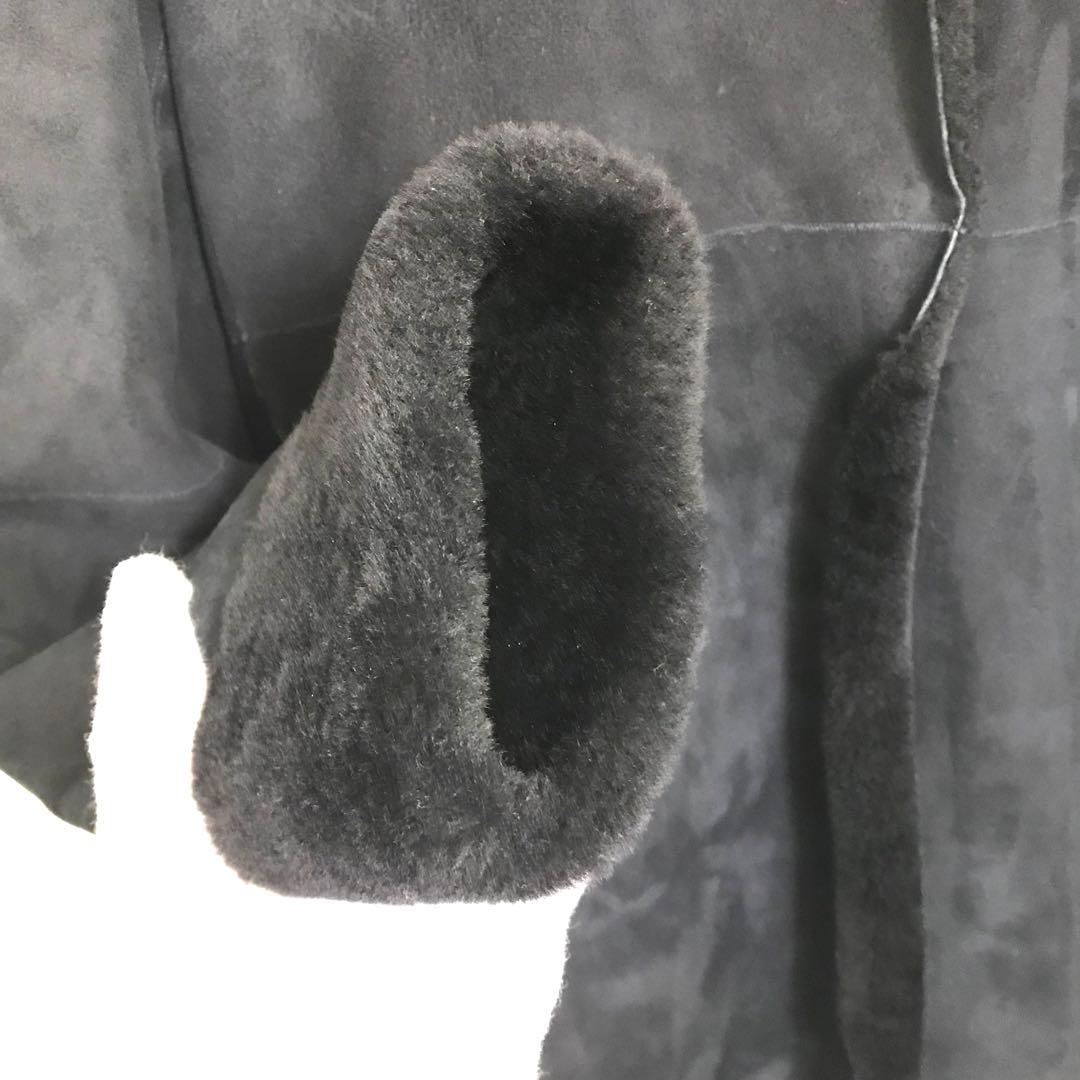 20万超　本革　ユナイテッドアローズ　ムートンコート　フード　黒　羊革