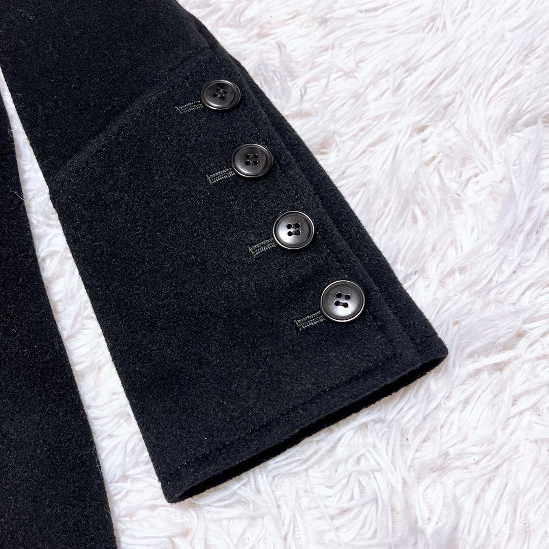 美品 Theory カシミヤ アンゴラ ロング コート ダブル ボタン 襟 黒