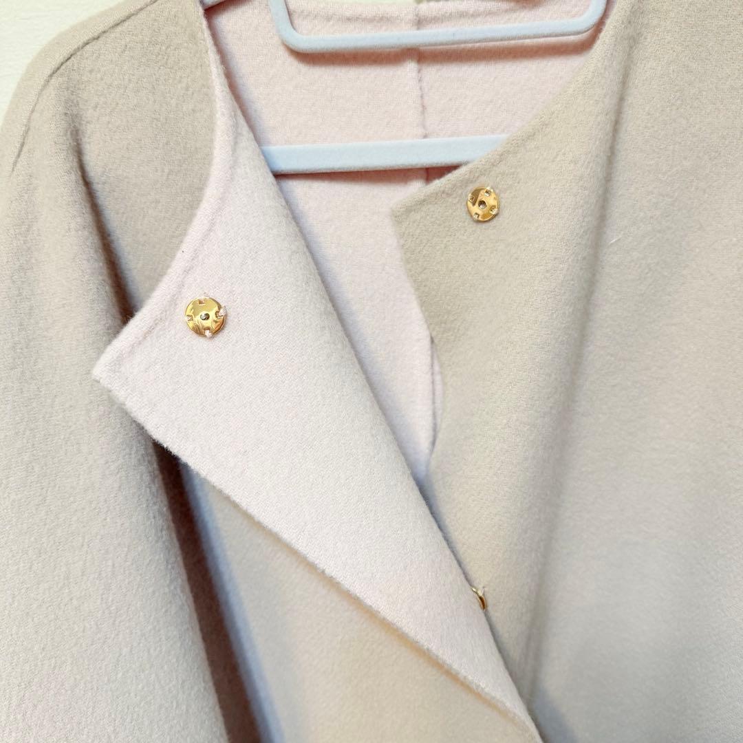 新品FRAY I.D ウールカシミヤ バイカラーリバーコート ベージュ×ピンク