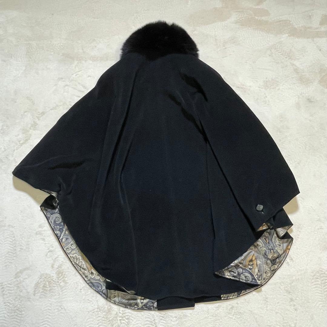 美品　piacenza × DELBA ペイズリー　カシミ裏地シルク　ポンチョ