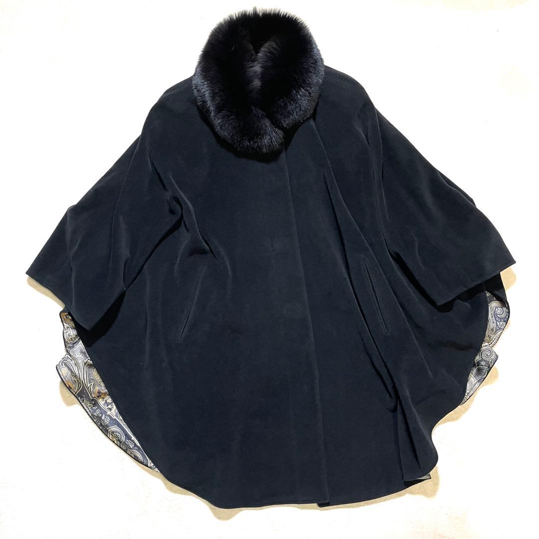 美品　piacenza × DELBA ペイズリー　カシミ裏地シルク　ポンチョ