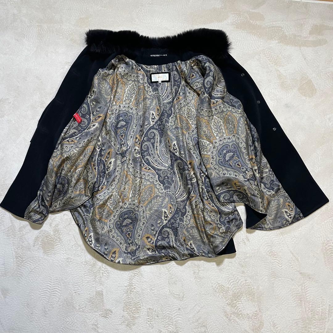 美品　piacenza × DELBA ペイズリー　カシミ裏地シルク　ポンチョ