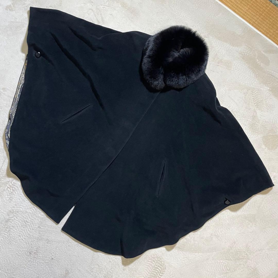 美品　piacenza × DELBA ペイズリー　カシミ裏地シルク　ポンチョ