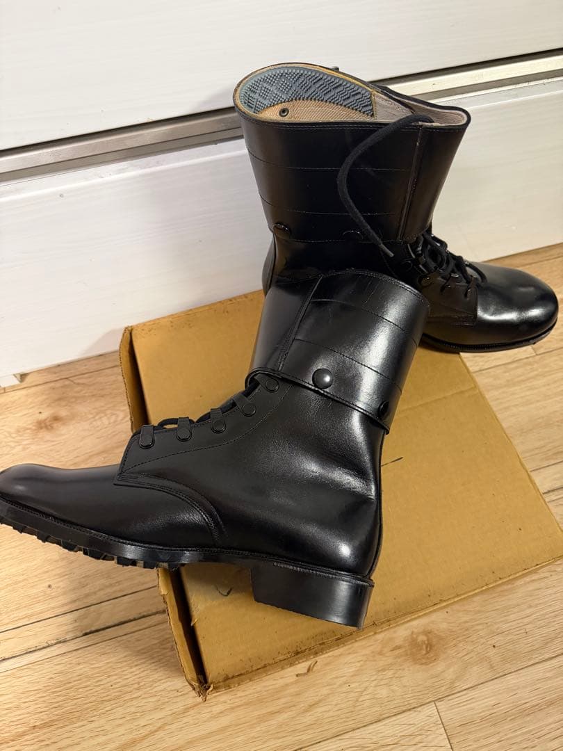 警察隊使用 編み上げブーツ 予備品 未使用 本革 25.5cm