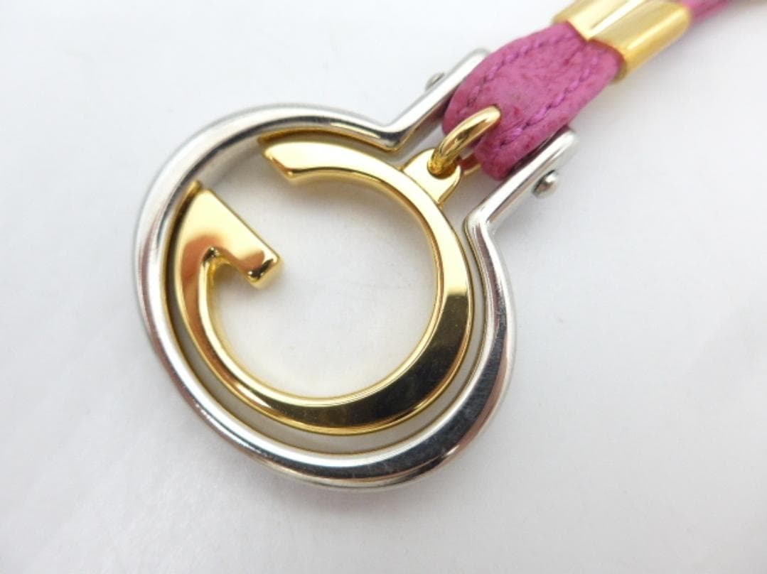GUCCI Gロゴ ピンク ゴールド キーホルダー リング グッチ シルバー 箱