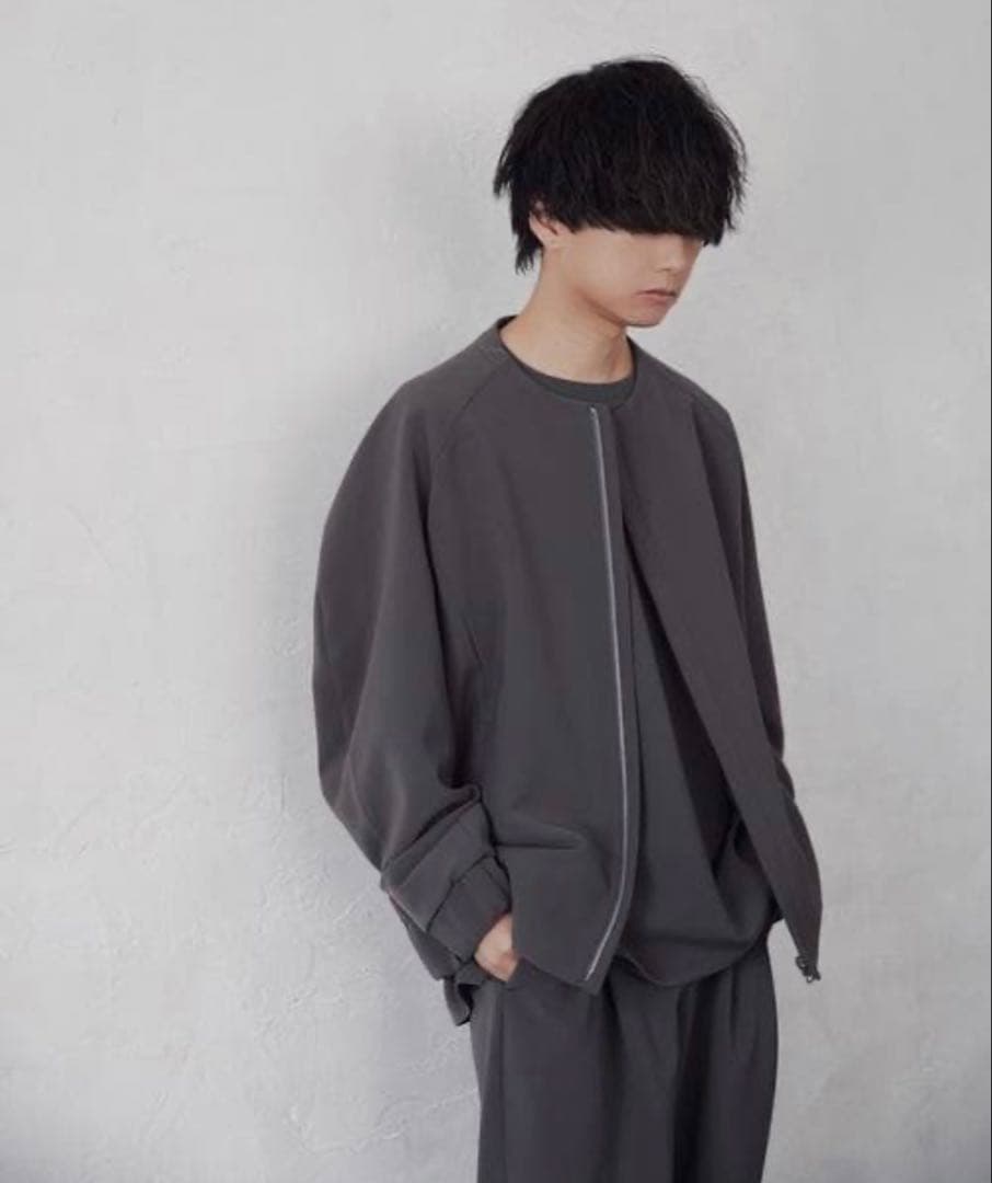 WYM ATTACHMENT ノーカラージップブルゾン　ブラウンセットアップ3点