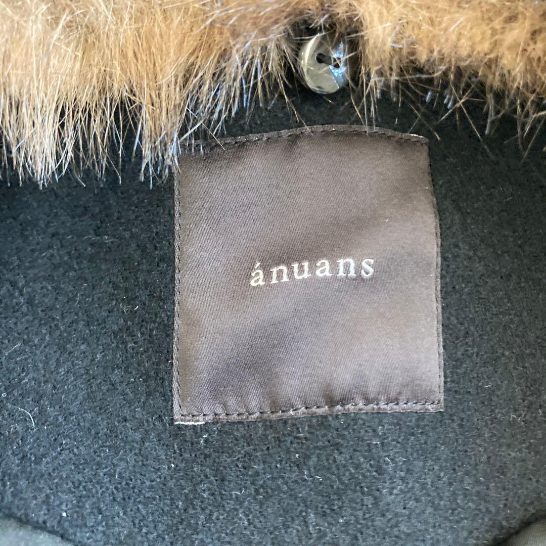 anuans ファートリムコクーンコート　ブラック