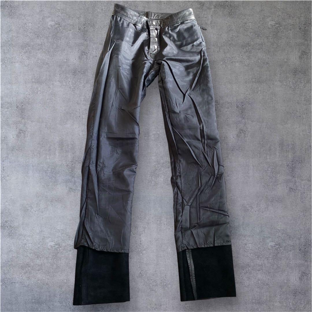 【極美品】agnes b アニエスベー　レザーパンツ　牛革　フランス製　ブラック