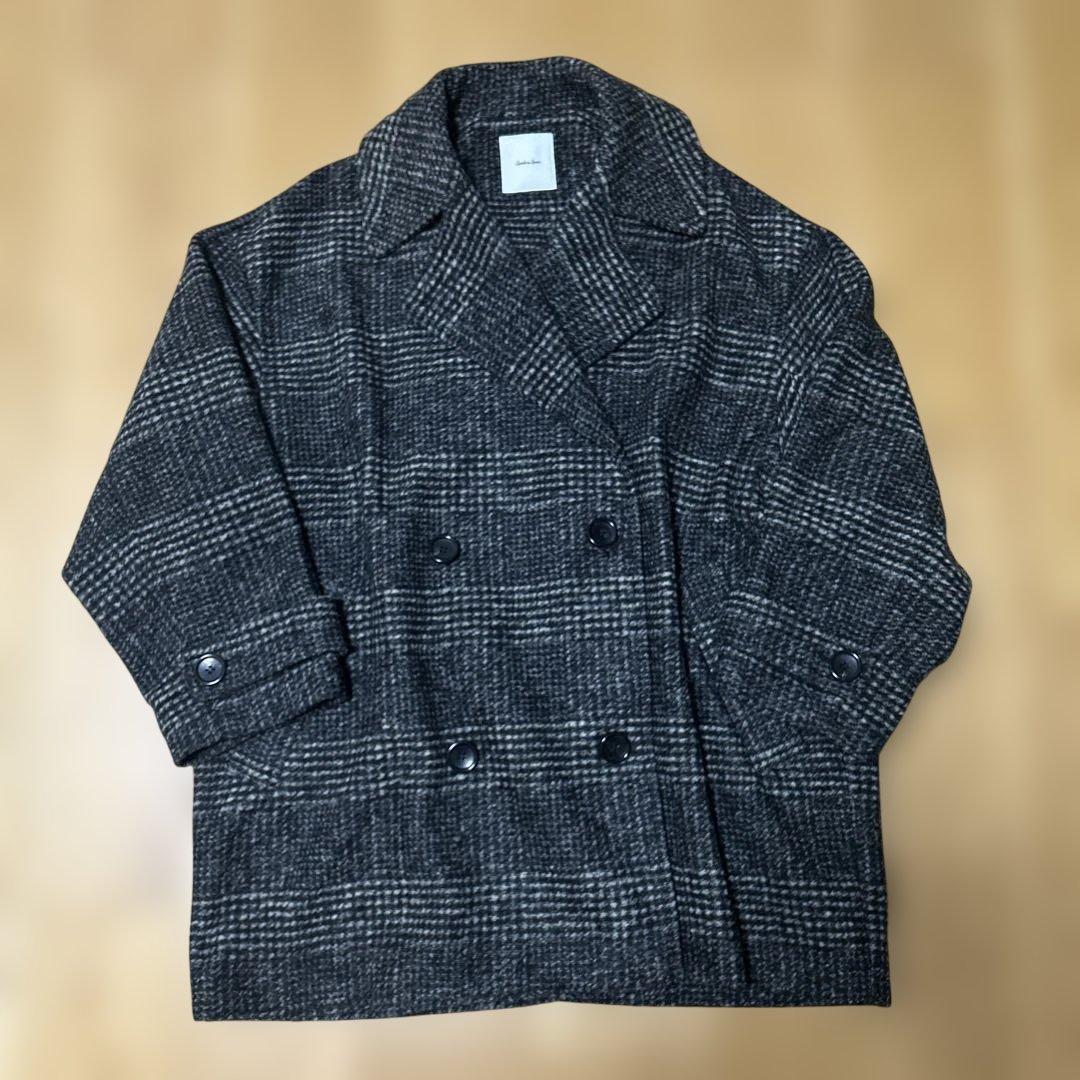 Spick & Span Wスライバーチェックハーフコート　グレー/36