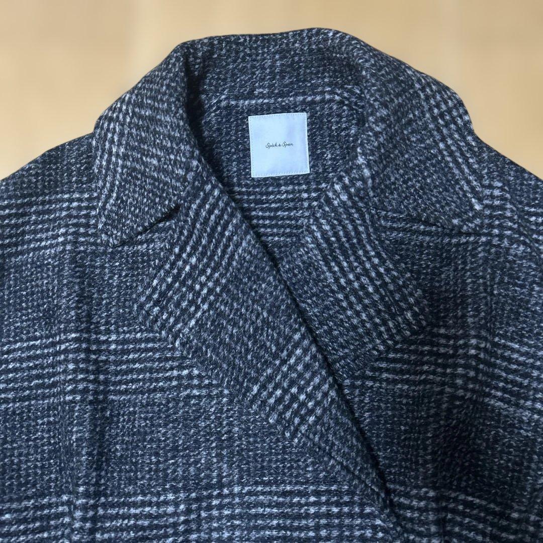 Spick & Span Wスライバーチェックハーフコート　グレー/36