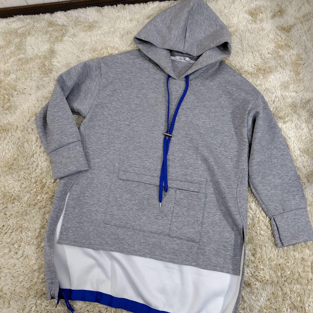 UN3D. HEM GATHER LONG SWEAT 変形パーカー