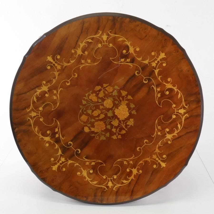 イタリア製クラシカル家具 ERCOLANO 象嵌装飾 猫足 サイドテーブル