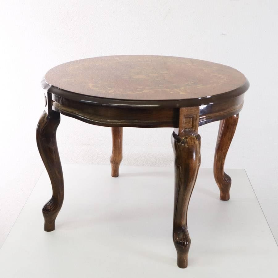 イタリア製クラシカル家具 ERCOLANO 象嵌装飾 猫足 サイドテーブル