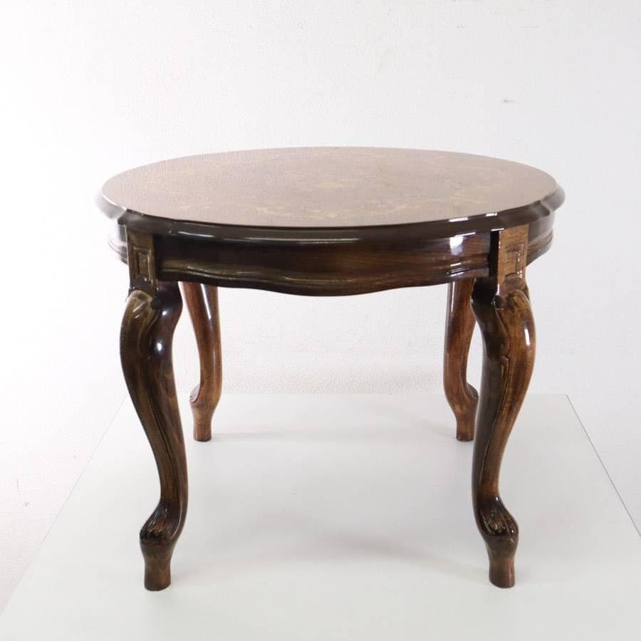 イタリア製クラシカル家具 ERCOLANO 象嵌装飾 猫足 サイドテーブル