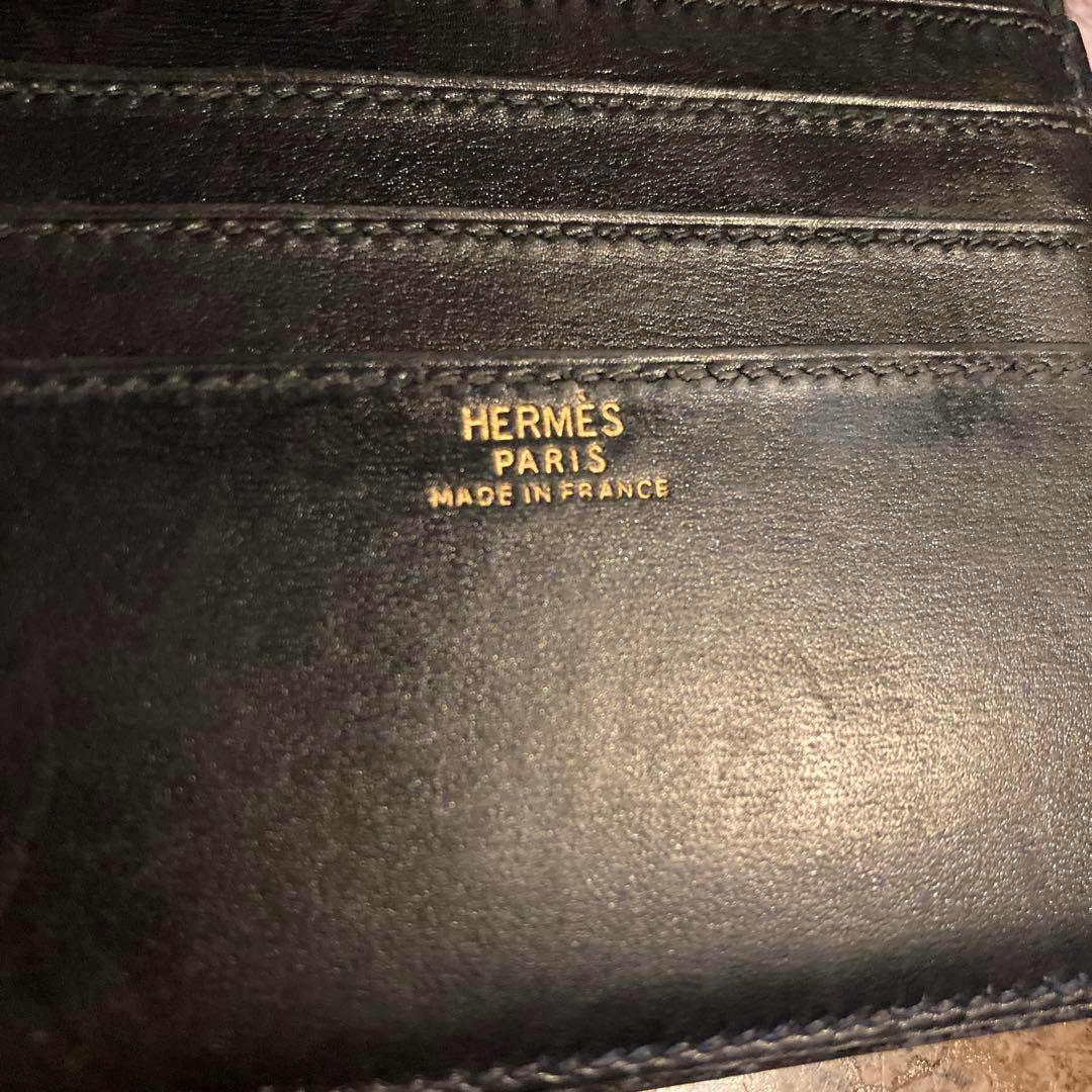 HERMES 折り財布 ★ヴィンテージ 〇U刻印、1991年製、黒レザー