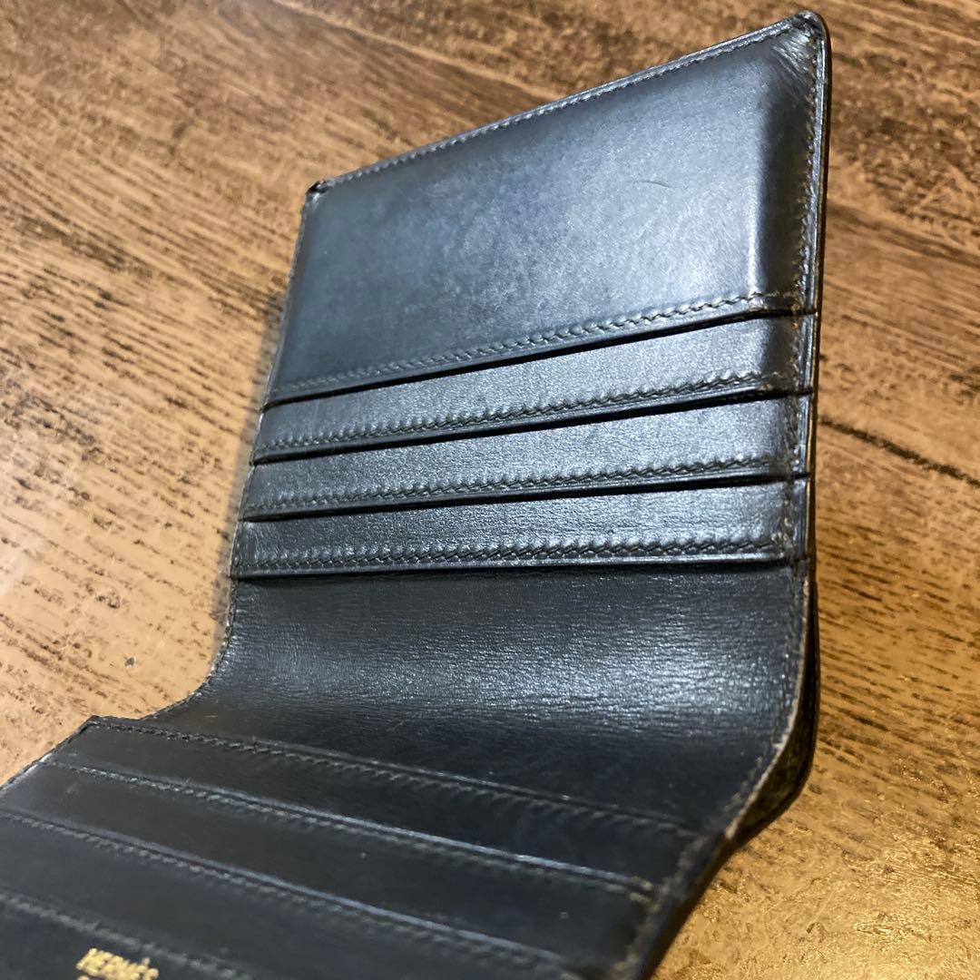 HERMES 折り財布 ★ヴィンテージ 〇U刻印、1991年製、黒レザー