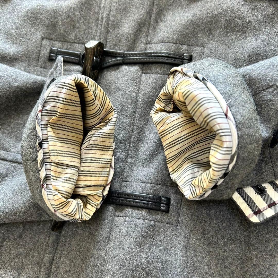 バーバリーブラックレーベル　ダッフルコート　カシミヤ混　裏地キルティング　グレー