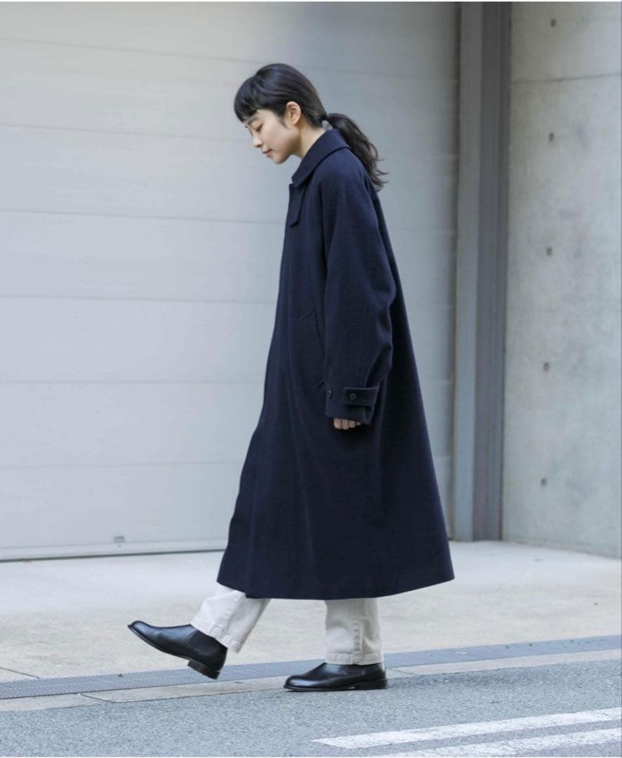 かぐれ　新品タグ付き　ウールバルカラーコート　NAVY