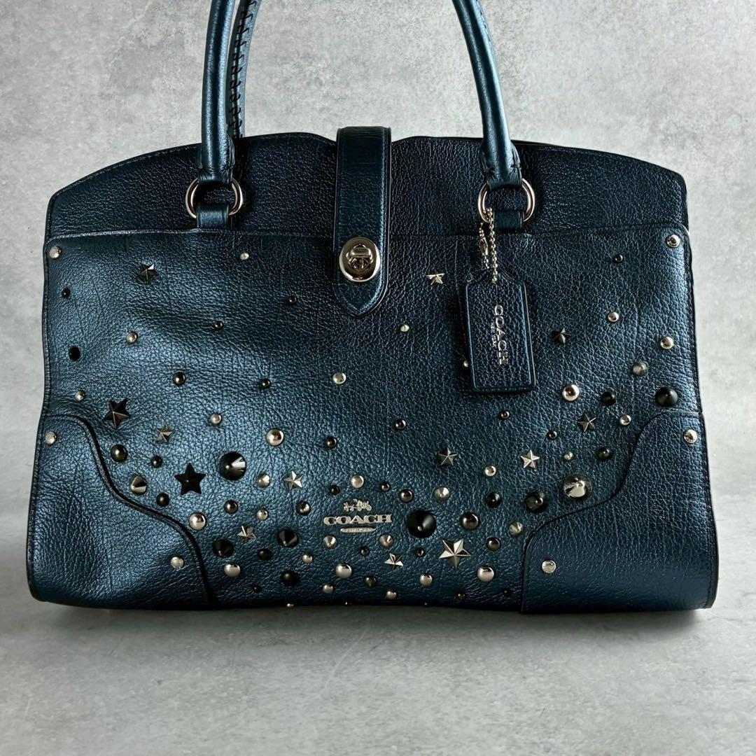 極美品✨コーチ 2way ハンド ショルダーバッグ オールレザー 本革 スタッズ
