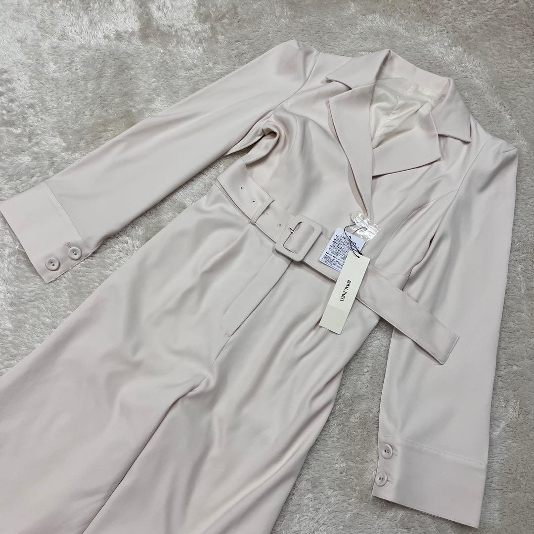 新品　PARTY ベルト付ケープ風オールインワン　ホワイト　門りょう