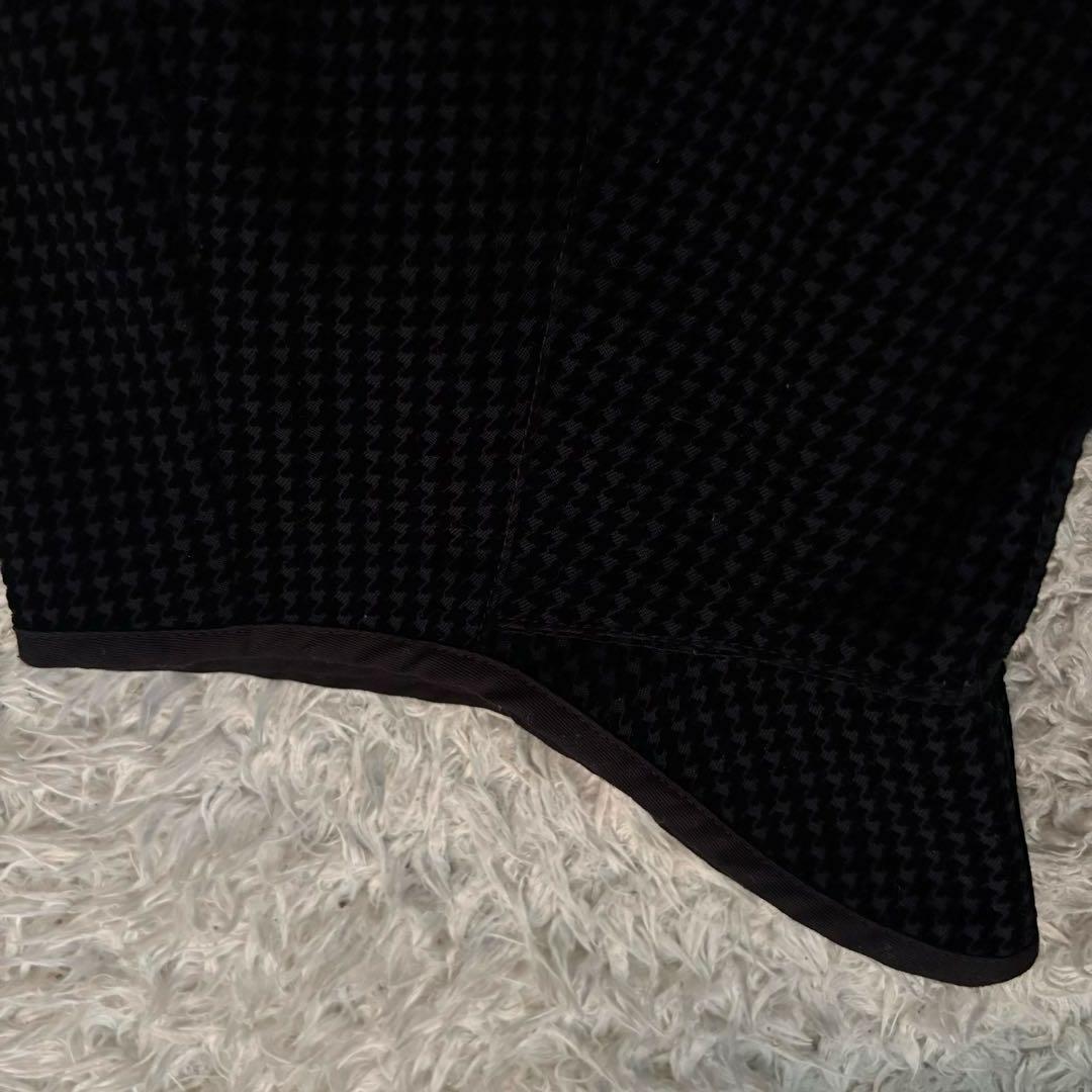 ★千鳥格子★ ジョルジオ アルマーニ ベロア パンツ 本革タグ 永久クリース 黒