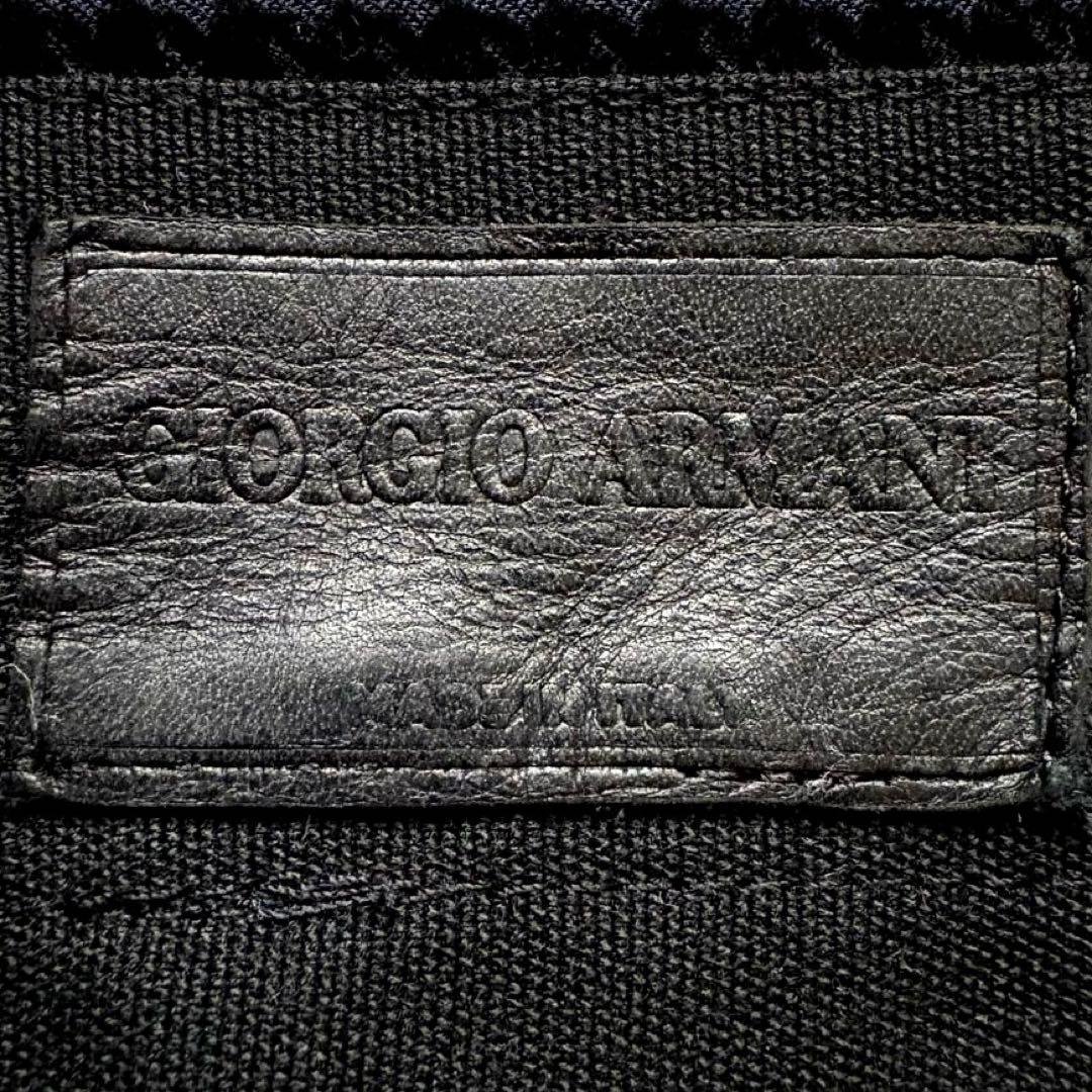 ★千鳥格子★ ジョルジオ アルマーニ ベロア パンツ 本革タグ 永久クリース 黒