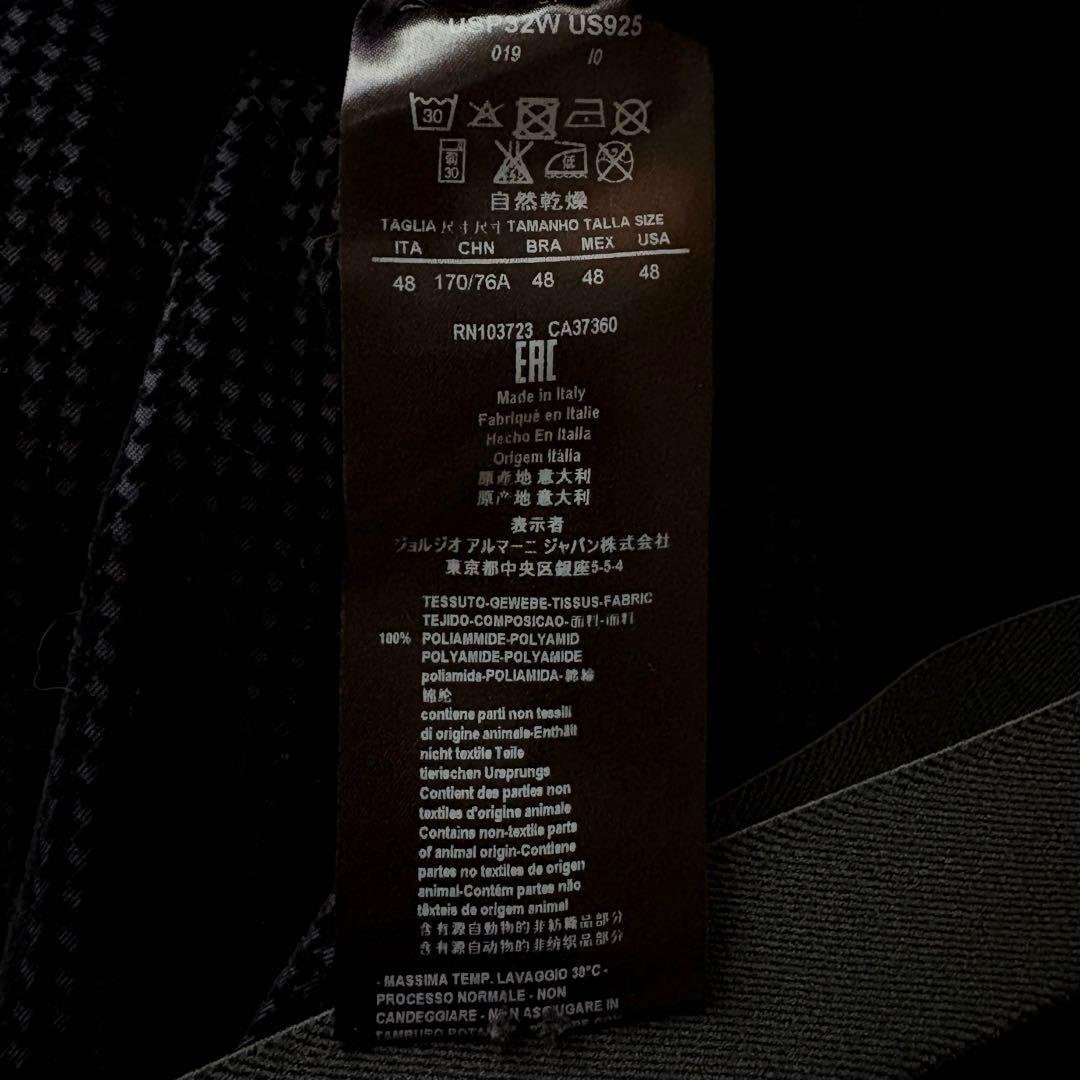 ★千鳥格子★ ジョルジオ アルマーニ ベロア パンツ 本革タグ 永久クリース 黒