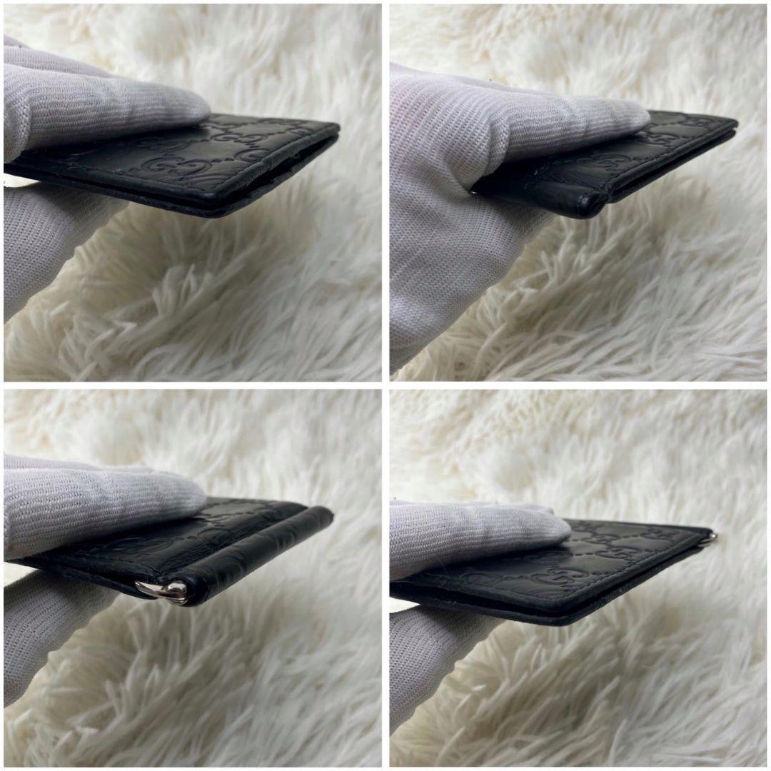 たかっしー様✨グッチ マネークリップ 札入れ 財布 シマレザー GG柄 ブラック