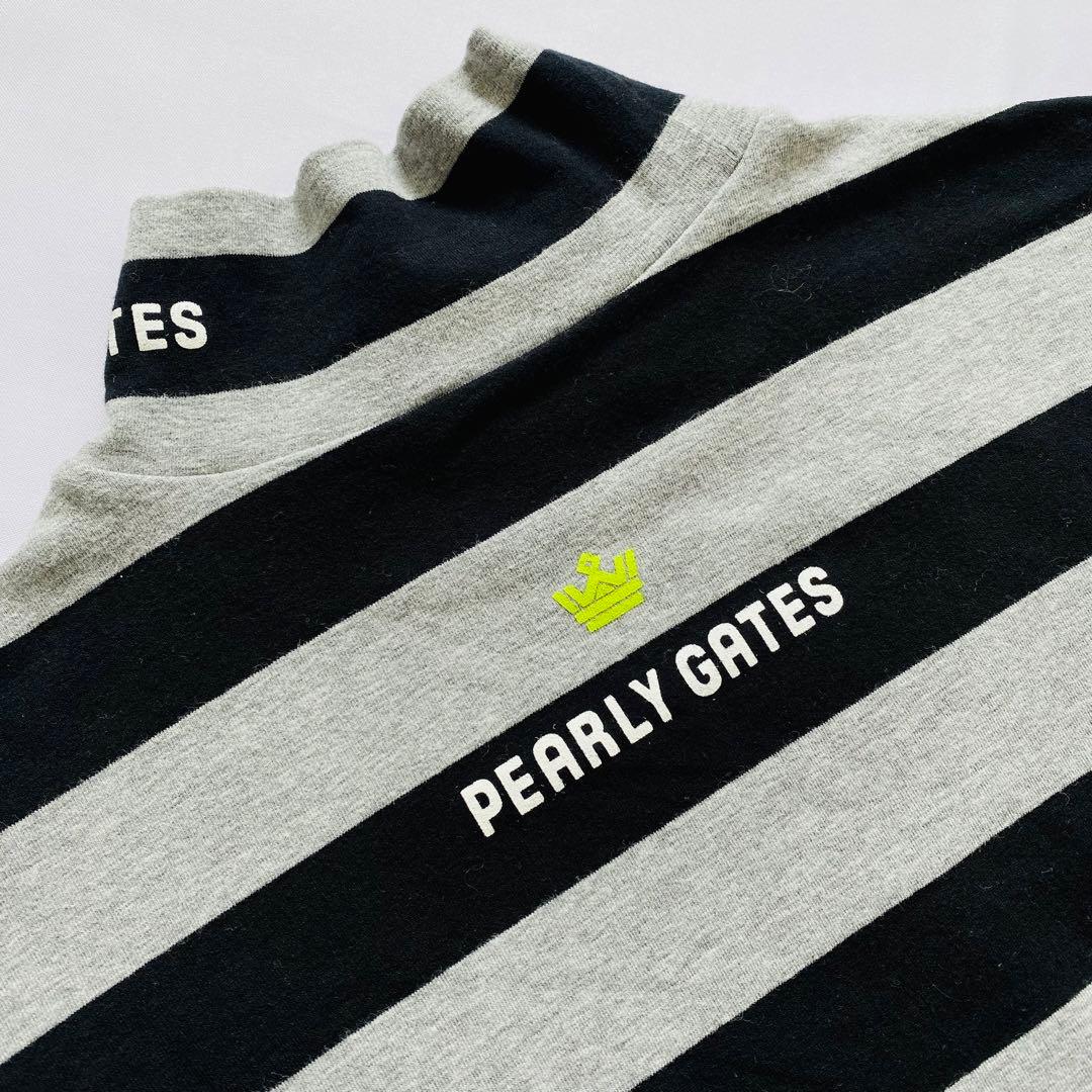 【美品】PEARLYGATES　長袖ハイネックシャツ　モックネック　ボーダー　1