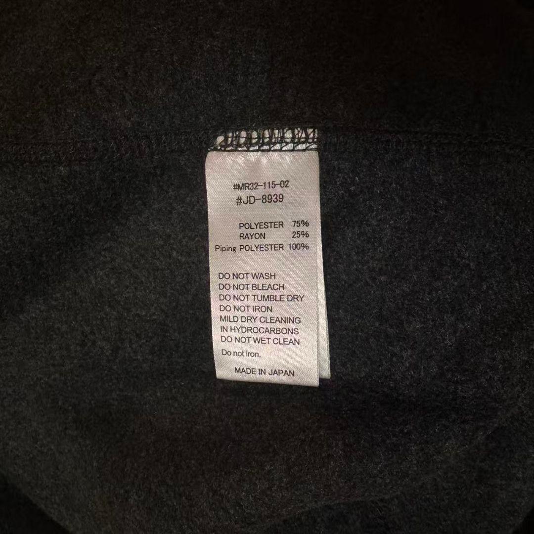 新品ダントン　ノーカラーフリースメンズジャケット42　チャコールグレー