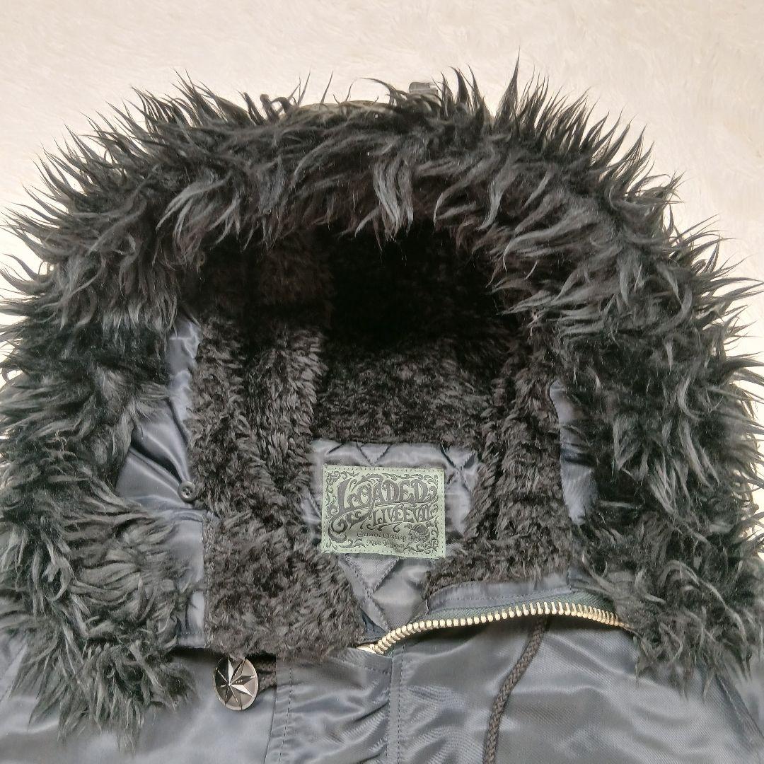 極美品　ローデッド　ミリタリーダウンジャケット 日本製　ファー付き　黒　Lサイズ