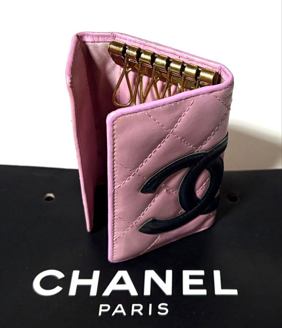 ゆりこ！CHANELシャネル☆キルティングピンク6連キーケースショッパー付
