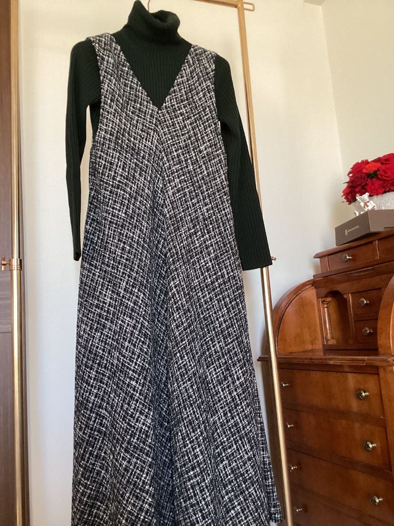 BEARDSLEY ビアズリー　ツイード ラメ混フレア ワンピース